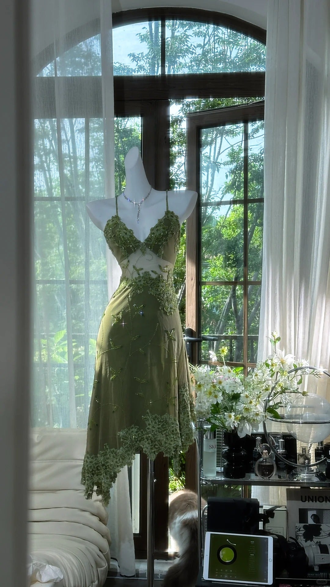Grünes Vintage Perlen kurzes Chiffon Homecoming Kleid Ballkleid Abendkleid Geburtstagspartykleid Date Kleid Tanzkleid gh4680