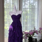 Lila Kurzes Homecoming-Kleid Rüschen Chiffon Ballkleid Abendkleid Partykleid gh4817
