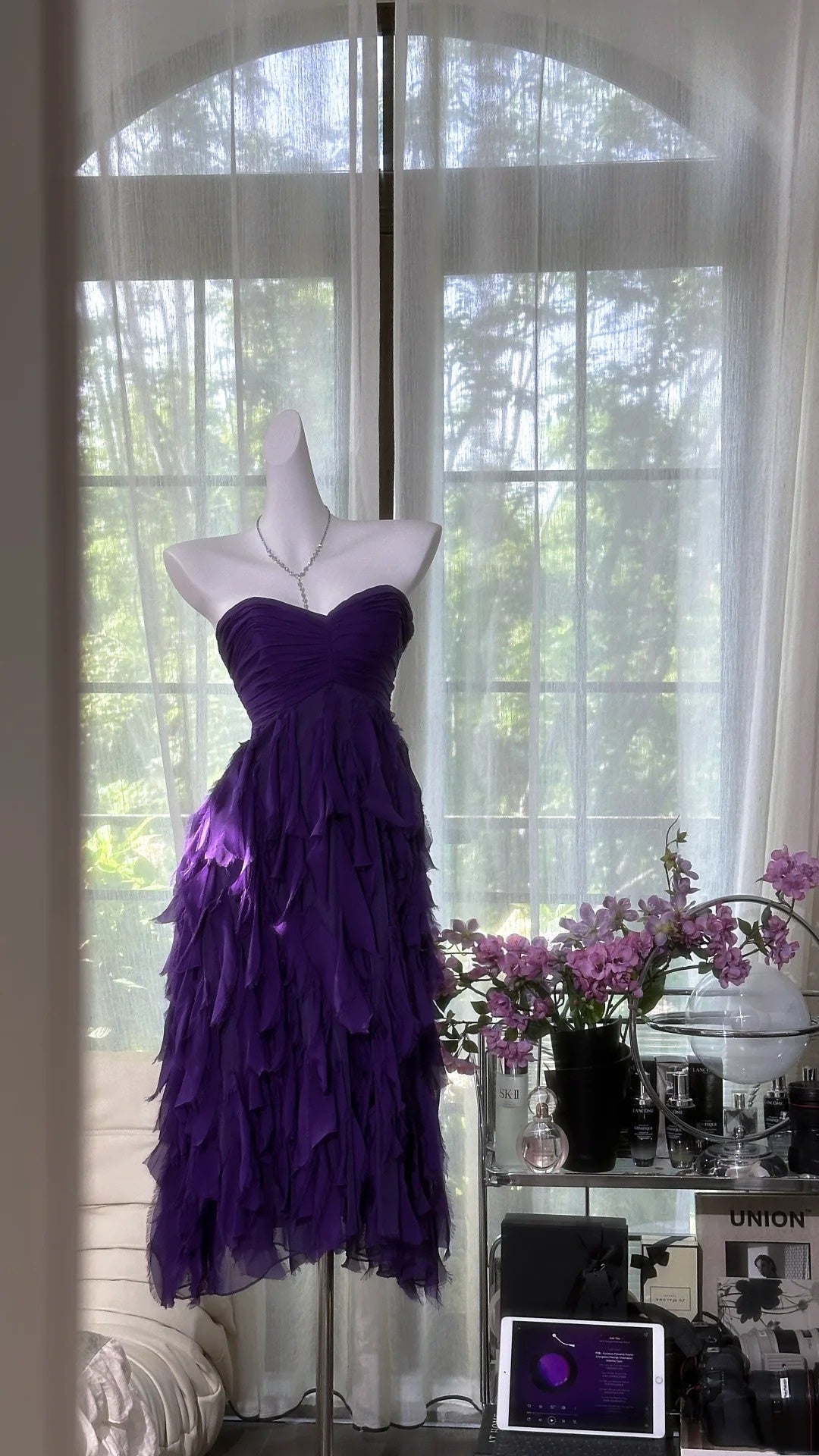 Lila Kurzes Homecoming-Kleid Rüschen Chiffon Ballkleid Abendkleid Partykleid gh4817