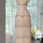 Cremegelbes V-Ausschnitt, exquisite Perlenspitze, langes Chiffon-Tüll-Ballkleid, Abendkleid, Hochzeitskleid, Abschlussballkleid, Abschlussballkleid, gh3987
