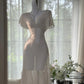 Elfenbein Elegantes Kurzes Heimkehrkleid Chiffon Ballkleid Abendkleid Partykleid gh4748