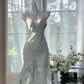 Girlhomeshops-Mint Mambo Green Vintage Long Chiffon Lace Party Dress Date Dress gh5079