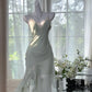 Girlhomeshops-Mint Mambo Green Vintage Long Chiffon Lace Party Dress Date Dress gh5079