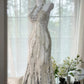 White Beaded Sparkling Ball Gown Long Chiffon Ball Gown Evening Gown Birthday Gown Wedding Gown gh4529