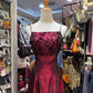 Robe de soirée longue en satin bordeaux, élégante et exquise, robe de soirée d'anniversaire, robe de bal gh4279