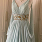 Light Blue Fashionable Elegant Greek Goddess Gown Long Chiffon Floor Length Trailing Ball Gown Evening Gown Party Dress gh4266