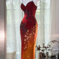 Burgundy Orange Floral Ball Gown Long Chiffon Date Dress Evening Dress Birthday Dress Wedding Dress gh4532