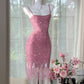 Rosa glänzendes Vintage Chiffon kurzes Homecoming-Kleid Ballkleid Abendkleid Partykleid gh4822