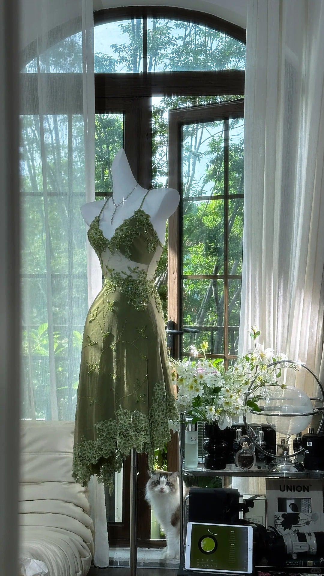 Grünes Vintage Perlen kurzes Chiffon Homecoming Kleid Ballkleid Abendkleid Geburtstagspartykleid Date Kleid Tanzkleid gh4680
