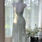 Girlhomeshops-Mint Mambo Green Vintage Long Chiffon Lace Party Dress Date Dress gh5079