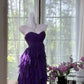 Lila Kurzes Homecoming-Kleid Rüschen Chiffon Ballkleid Abendkleid Partykleid gh4817