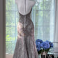 Girlhomeshops--Silver-gray exquisite beaded long vintage lace fishtail prom dress gh5470