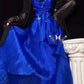 Blue gorgeous exquisite beaded long tulle ball gown evening dress party dress gh4501