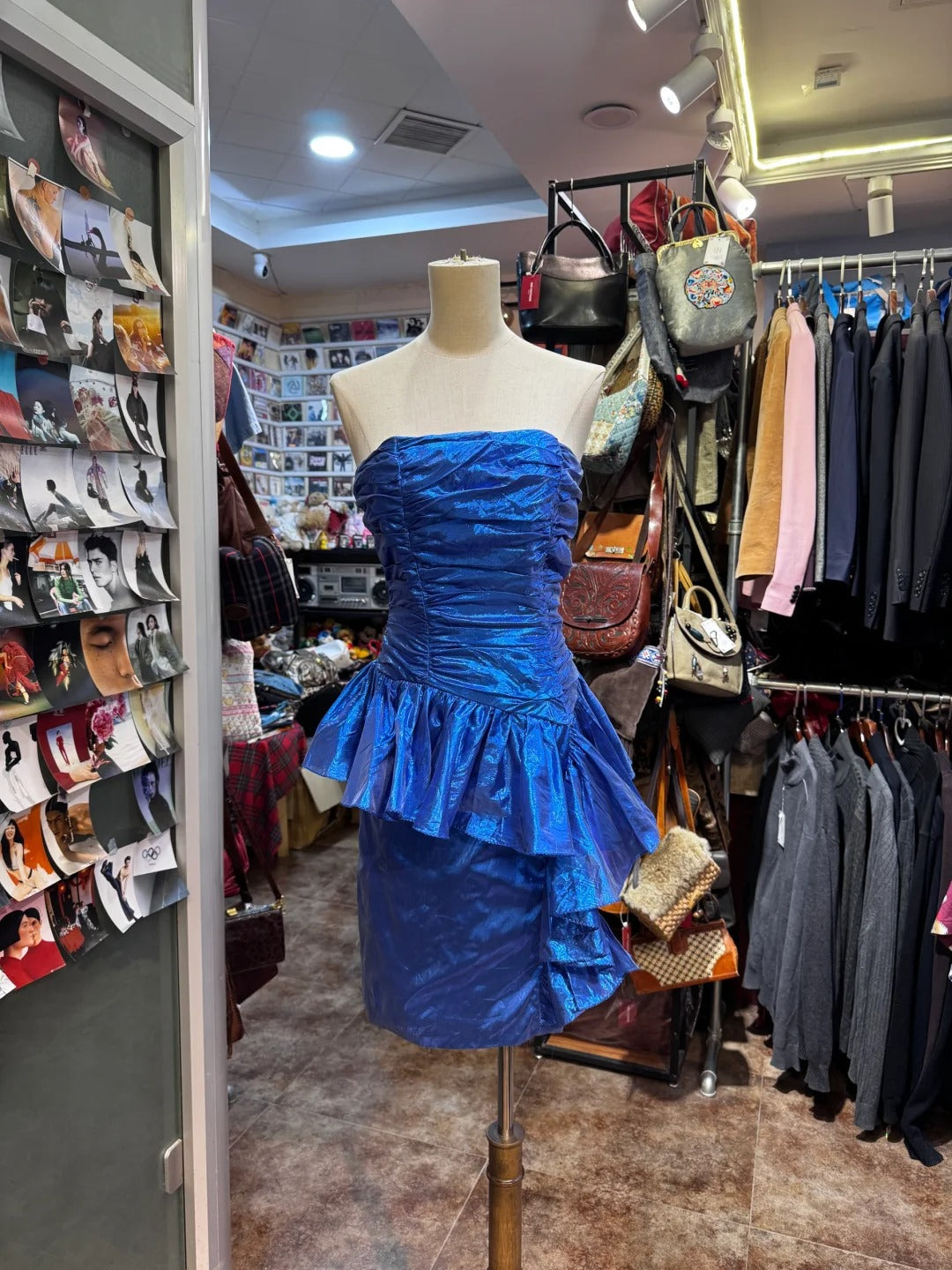 Robe de bal courte en satin bleu à la mode, robe de banquet gh4650