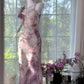 Lila florales Vintage Perlen Chiffon langes Ballkleid Abendkleid Partykleid gh4820