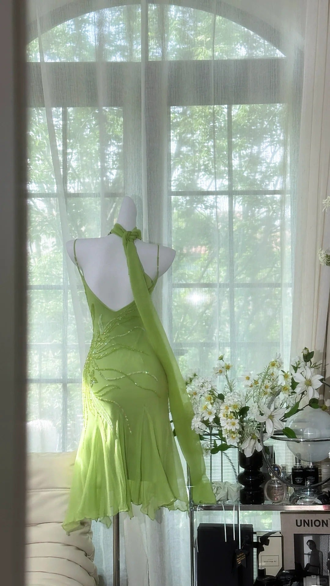 Romantisches grünes, exquisites, perlenbesetztes, kurzes Chiffon-Heimkehrkleid, Ballkleid, Abendkleid, Geburtstagspartykleid, gh4277