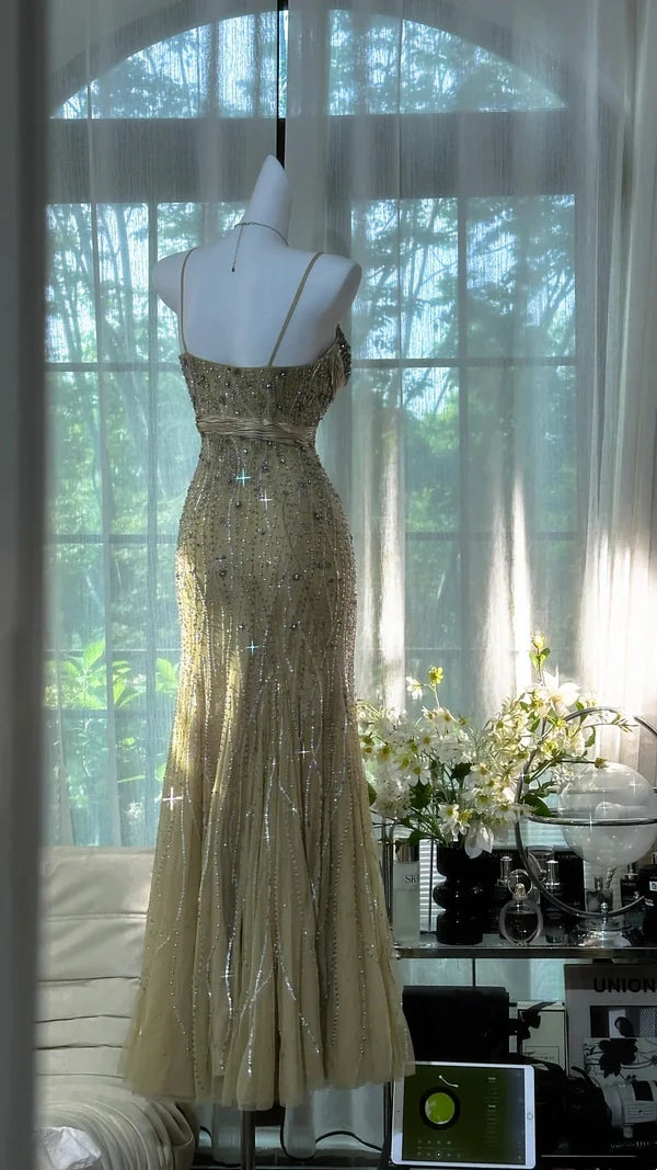 Vintage Beading Long Elegant Chiffon Homecoming Dress Ball Dress Evening Dress Birthday Party Dress Date Dress Prom Dress gh4681
