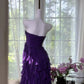 Lila Kurzes Homecoming-Kleid Rüschen Chiffon Ballkleid Abendkleid Partykleid gh4817