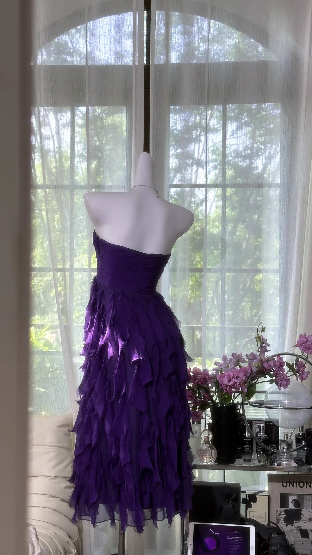 Lila Kurzes Homecoming-Kleid Rüschen Chiffon Ballkleid Abendkleid Partykleid gh4817