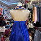 Blaues Edelstein langes Satin Ballkleid, Bankettkleid, Abendkleid gh4651