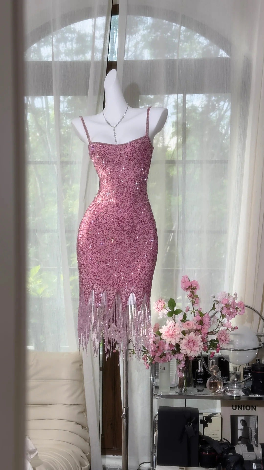 Rosa glänzendes Vintage Chiffon kurzes Homecoming-Kleid Ballkleid Abendkleid Partykleid gh4822