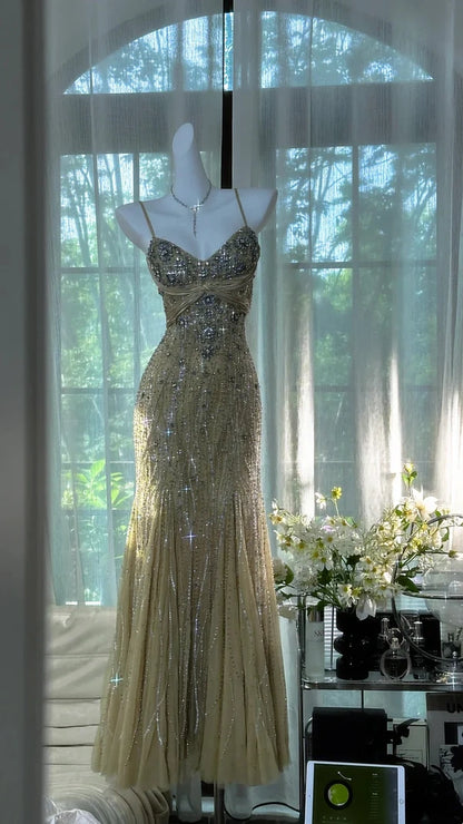Vintage Beading Long Elegant Chiffon Homecoming Dress Ball Dress Evening Dress Birthday Party Dress Date Dress Prom Dress gh4681