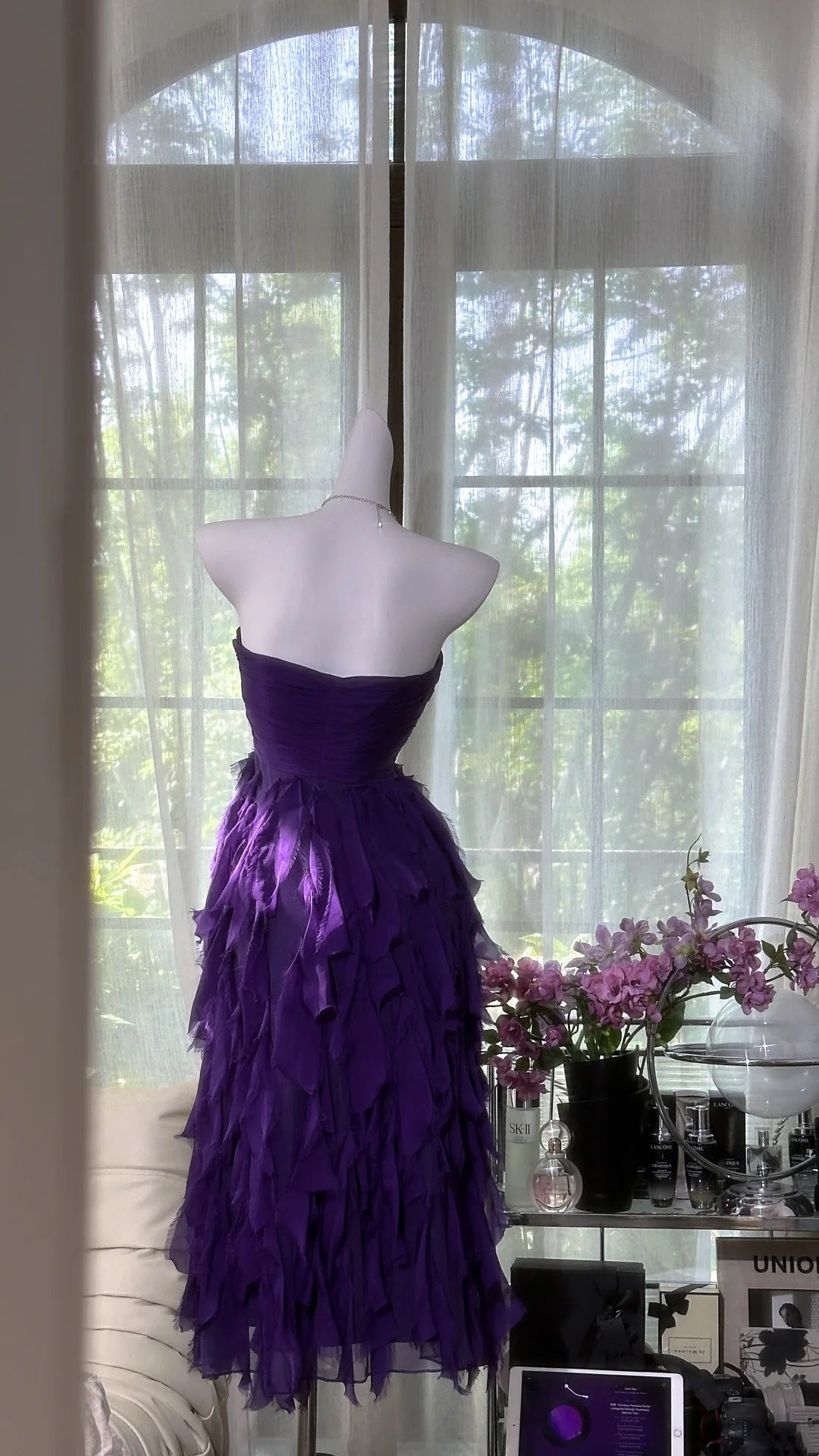 Lila Kurzes Homecoming-Kleid Rüschen Chiffon Ballkleid Abendkleid Partykleid gh4817