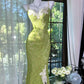 girlhomeshops--Beautiful and charming calssy green lace long spaghetti strap prom dress gh5590