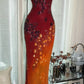 Burgundy Orange Floral Ball Gown Long Chiffon Date Dress Evening Dress Birthday Dress Wedding Dress gh4532