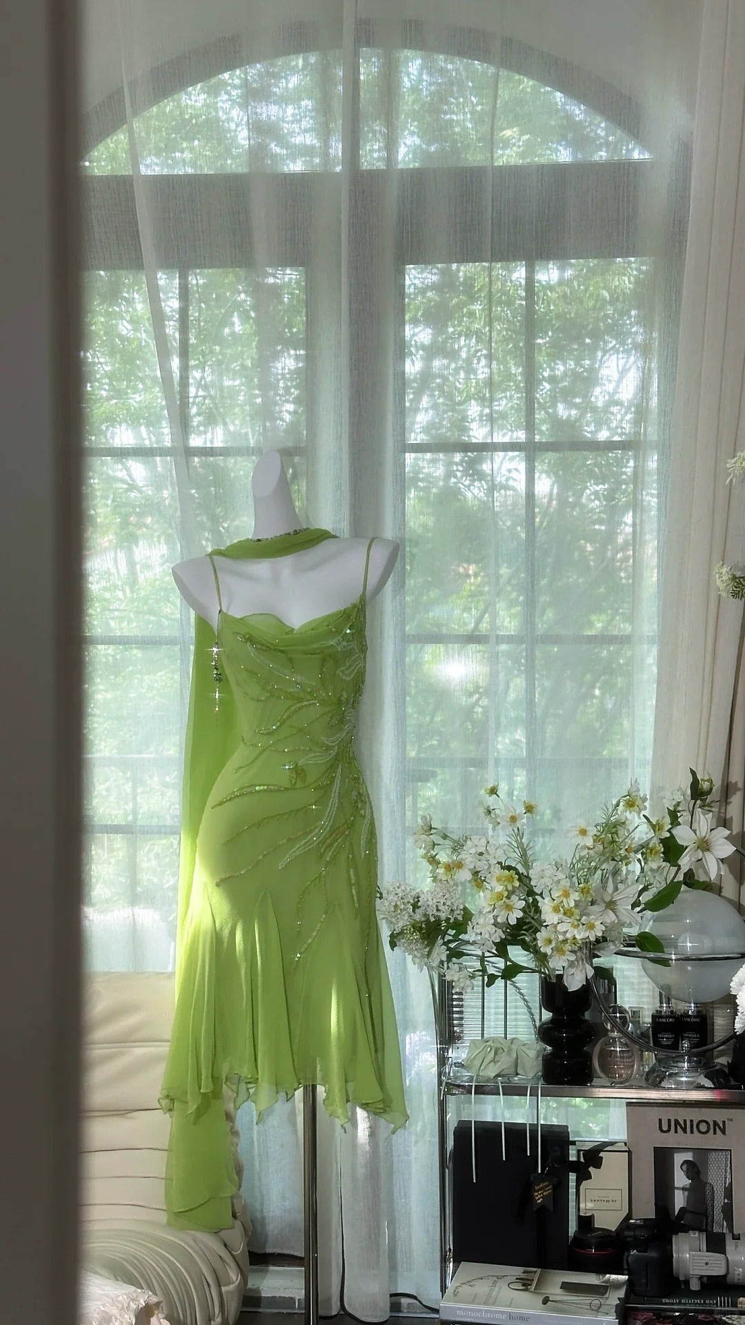 Romantisches grünes, exquisites, perlenbesetztes, kurzes Chiffon-Heimkehrkleid, Ballkleid, Abendkleid, Geburtstagspartykleid, gh4277