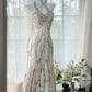 White Beaded Sparkling Ball Gown Long Chiffon Ball Gown Evening Gown Birthday Gown Wedding Gown gh4529