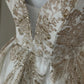 Robe de soirée courte à paillettes dorées et blanches, brillante, magnifique, mignonne, élégante et sophistiquée, style princesse, robe de bal, robe de soirée, gh4166
