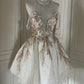 Robe de soirée courte à paillettes dorées et blanches, brillante, magnifique, mignonne, élégante et sophistiquée, style princesse, robe de bal, robe de soirée, gh4166