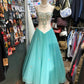 Blaues exquisites elegantes langes Tüll-Abendkleid Geburtstagspartykleid Ballkleid gh4281