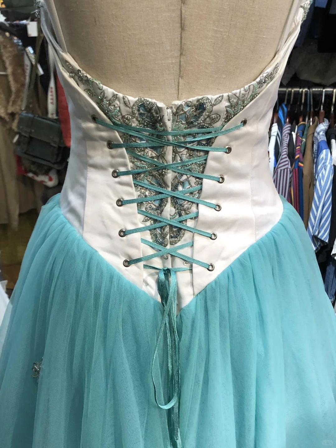 Blaues exquisites elegantes langes Tüll-Abendkleid Geburtstagspartykleid Ballkleid gh4281