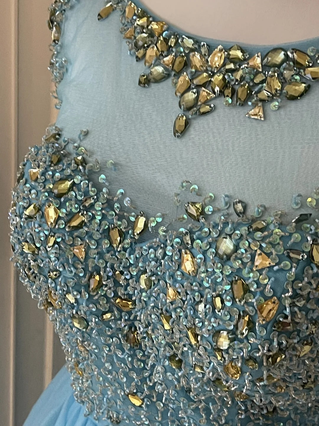 Blaues exquisites Strass-Märchenprinzessin-Ballkleid, kurzes Heimkehrkleid, Abschlussballkleid, Abendkleid gh4336