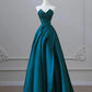 Blau Pretty Fashion Plissee A-Linie Off-Shoulder Lange Satin Prinzessin Ballkleid Abendkleid Partykleid gh3433