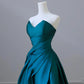 Blau Pretty Fashion Plissee A-Linie Off-Shoulder Lange Satin Prinzessin Ballkleid Abendkleid Partykleid gh3433