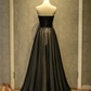 Black sweetheart neck tulle long prom dress, black evening dress  7926