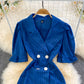 Blue Double-Breasted Striped Dress  10899