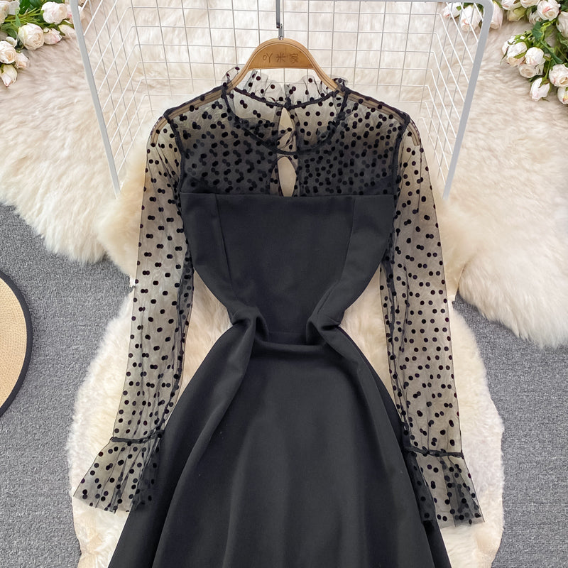 Elegant A Line Long Sleeve Dress See Through Dress  10912