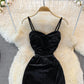 Sexy langes Samtkleid Modekleid 10935