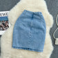 High waist slim A-line skirt versatile Hip Wrap short skirt  11273
