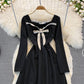 Black A Line Long Sleeve Dress A Line Fashion Dress  10953
