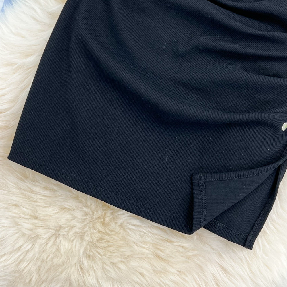 Versatile split hip short skirt women's sexy slim A-line skirt  11272