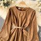 Robe simple à manches longues en velours côtelé Robe tendance 10887