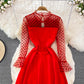 Elegant A Line Long Sleeve Dress See Through Dress  10912