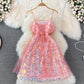 Glittering Sequin lady mesh pink suspender dress summer  11003