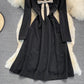 Black A Line Long Sleeve Dress A Line Fashion Dress  10953