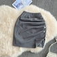 Versatile split hip short skirt women's sexy slim A-line skirt  11272